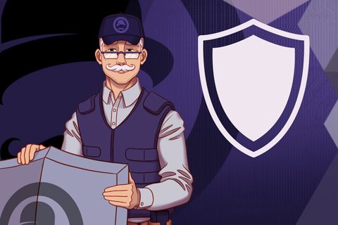 Comic figure of the Security Assistant: MR.KNOW digital worker for information security